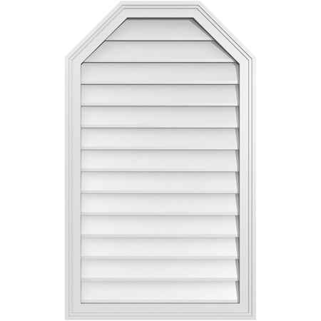 Ekena Millwork Octagonal Top Surface Mount PVC Gable Vent w/ 2"W x 1-1/2"P Brickmould Frame, 24"W x 40"H GVPOT24X4002SN